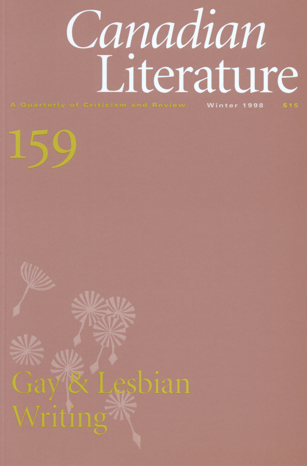 					View No. 159 (1998): Gay and Lesbian Writing in Canadian Literature
				