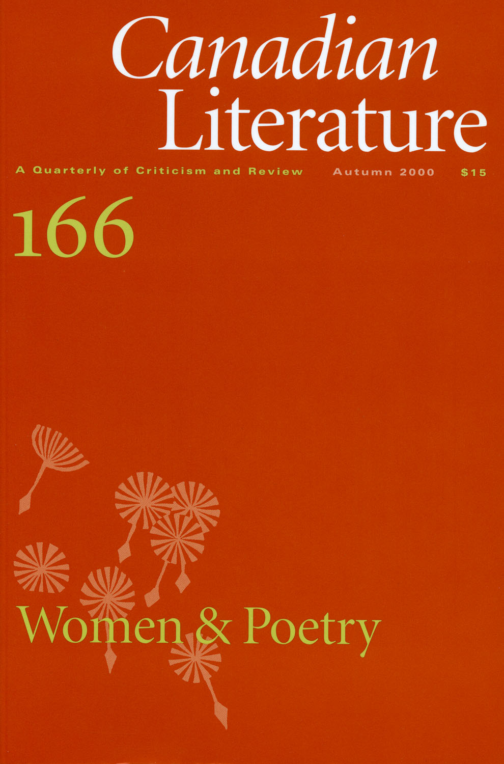 					Afficher No. 166 (2000): Women & Poetry
				