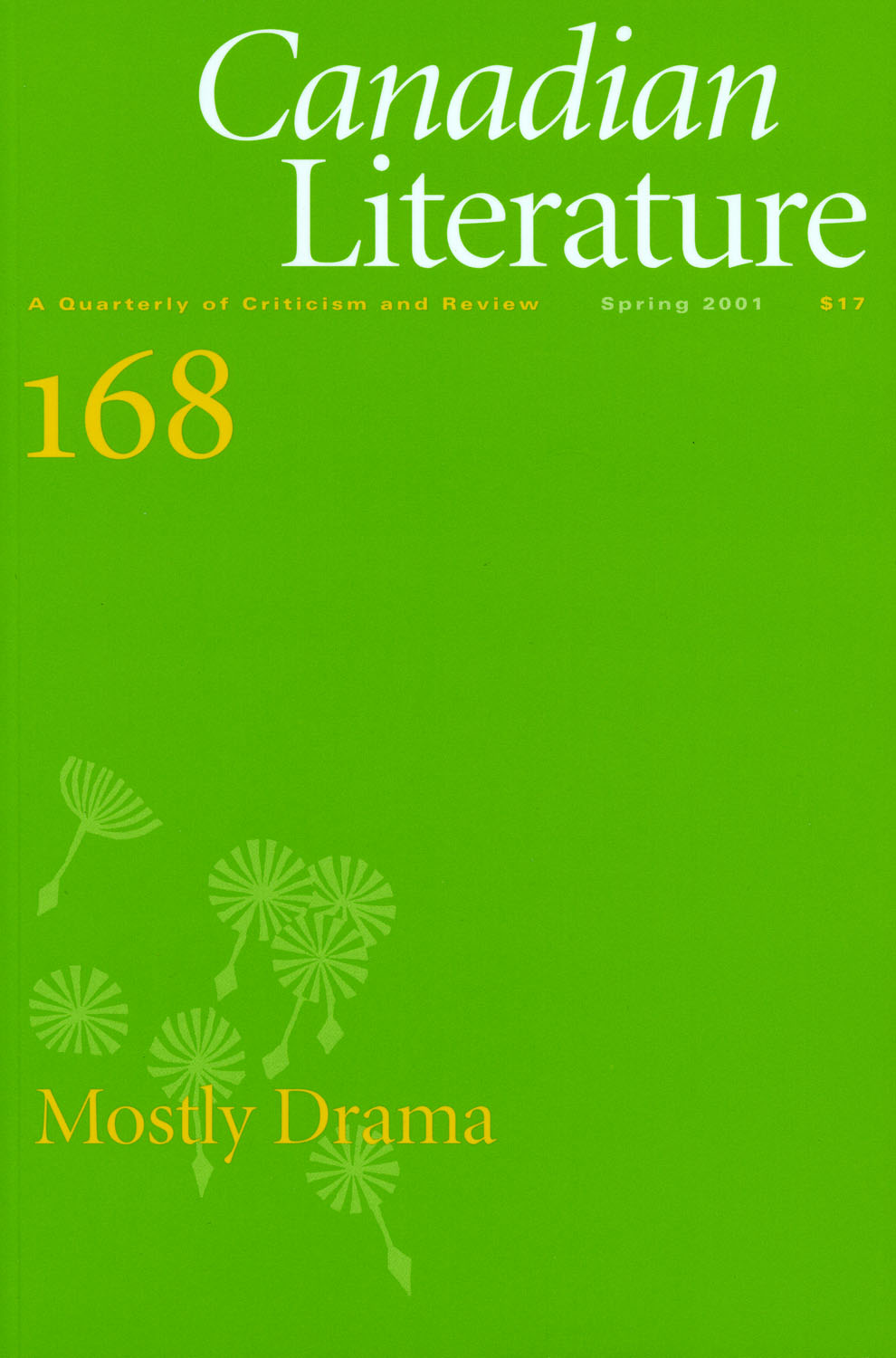 					Afficher No. 168 (2001): Mostly Drama
				