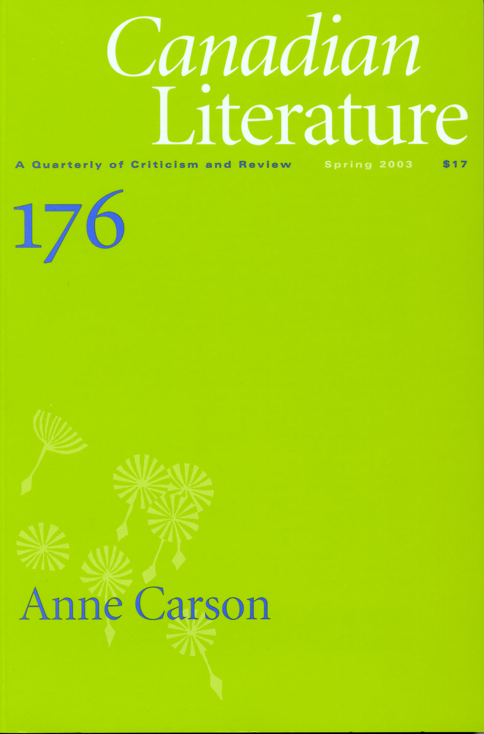 					Afficher No. 176 (2003): Anne Carson
				